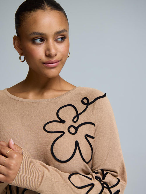 Knit Sweater With Floral Design