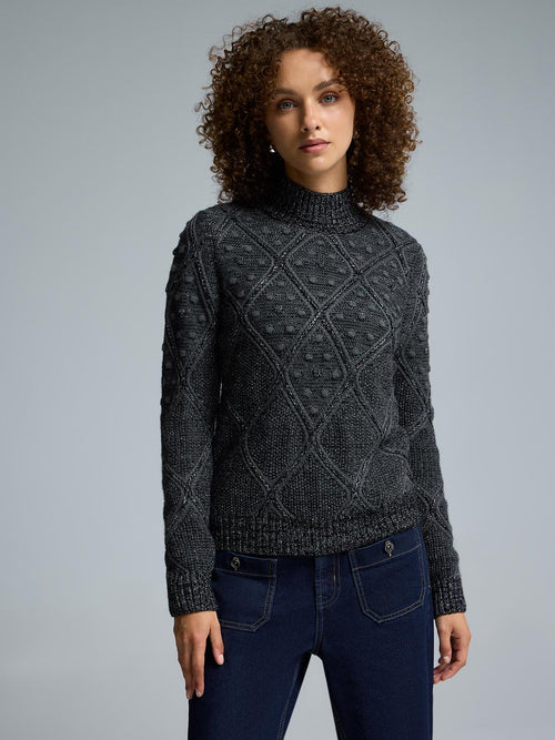 Mock Neck Pom Pom Detailed Sweater