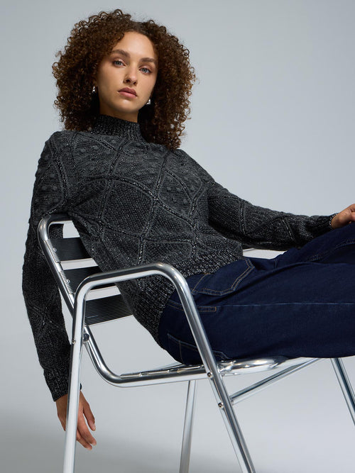 Mock Neck Pom Pom Detailed Sweater