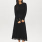 Black Snap Button Sleeve Knit Sweater - Woman Wearing Crew Neck Sweater with Sleeve Detail - Suzy Shier