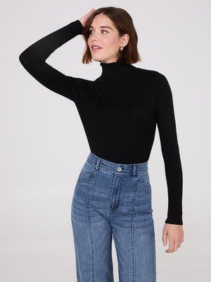 Knit Jersey Turtleneck Sweater Black