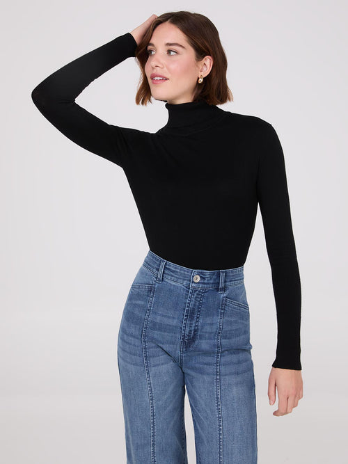 Knit Jersey Turtleneck Sweater