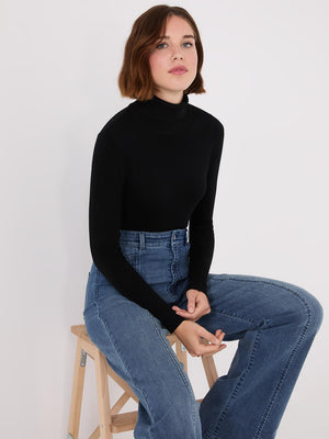 Knit Jersey Turtleneck Sweater Black