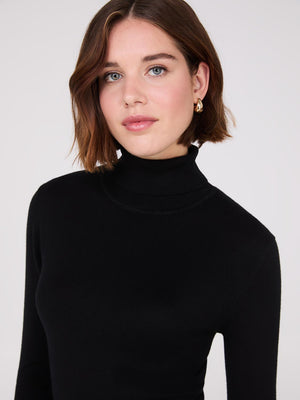 Knit Jersey Turtleneck Sweater Black