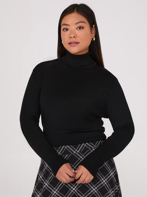 Knit Jersey Turtleneck Sweater Black