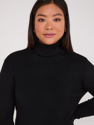 Knit Jersey Turtleneck Sweater Black