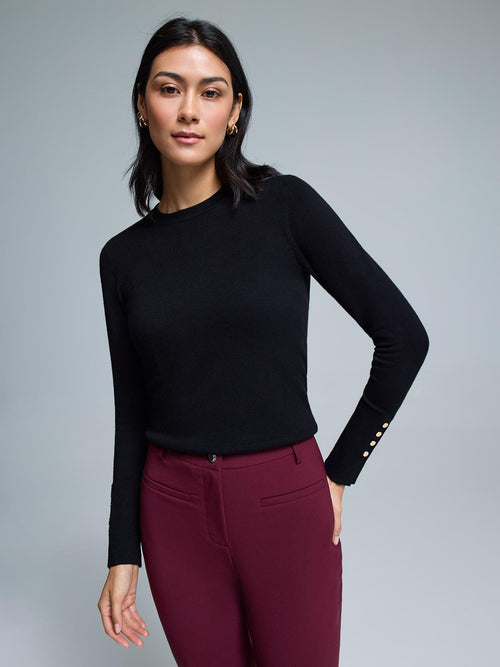 Button Detail Crew Neck Sweater