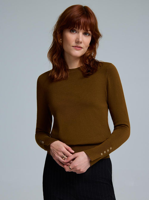 Button Detail Crew Neck Sweater