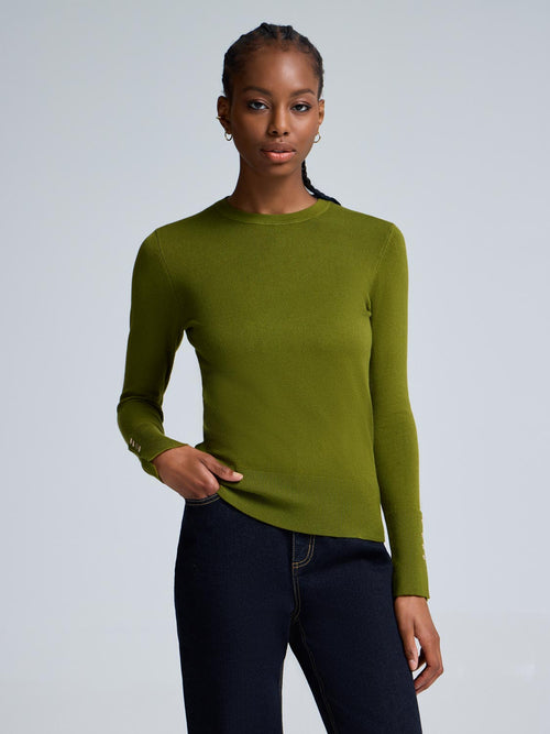 Button Detail Crew Neck Sweater