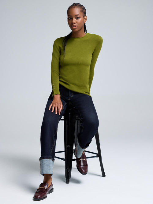 Button Detail Crew Neck Sweater