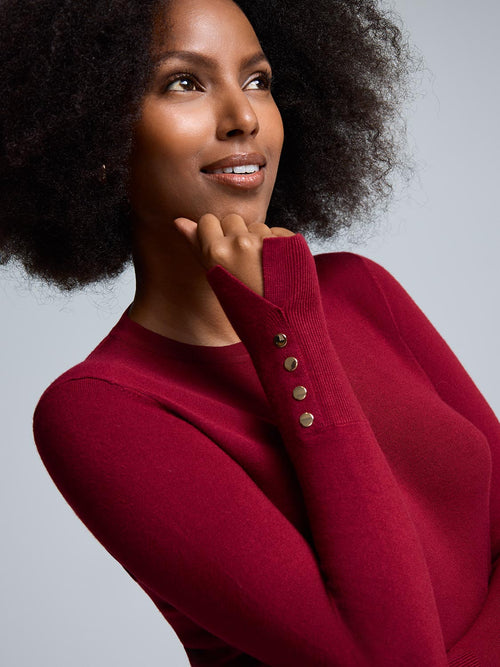Button Detail Crew Neck Sweater