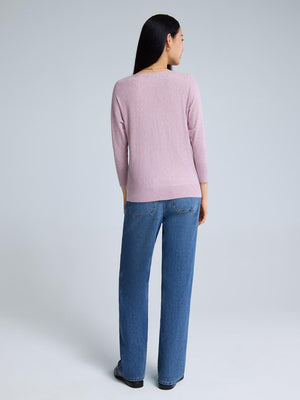 Chandail à col bateau et manches dolman 3/4 Pink Dust