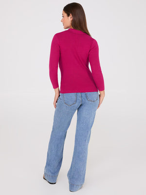 Johnny Collar Ribbed Top Raspberry