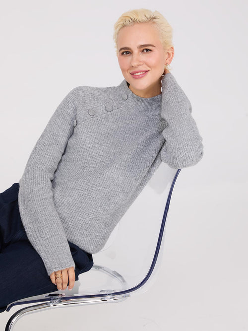 Mock Neck Sweater With Button Details