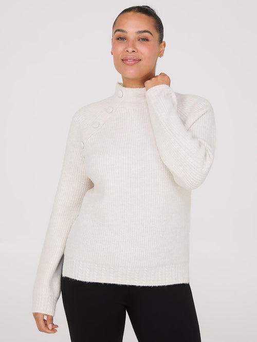 Mock Neck Sweater With Button Details