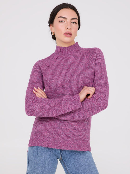 Mock Neck Sweater With Button Details