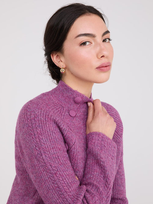 Mock Neck Sweater With Button Details