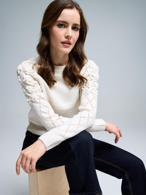 Star Applique Argyle Sleeve Sweater