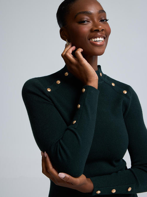 Button Detail Mock Neck Sweater