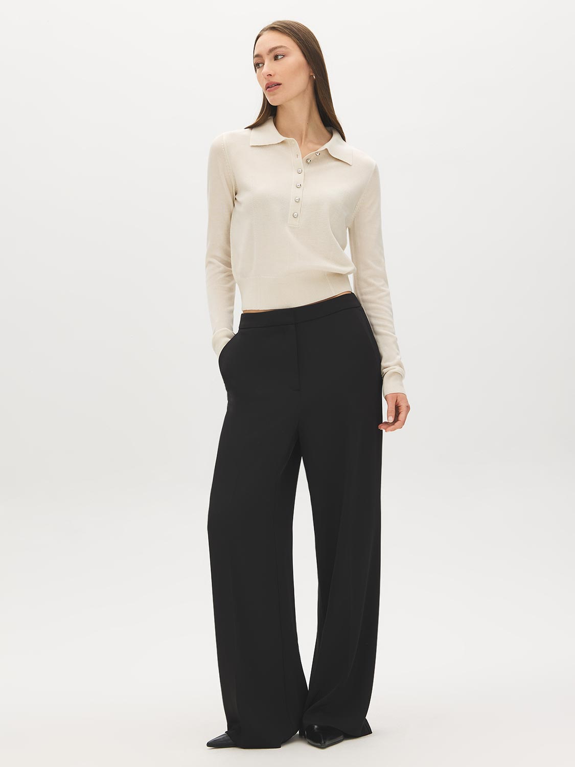Pointelle Collared Sweater