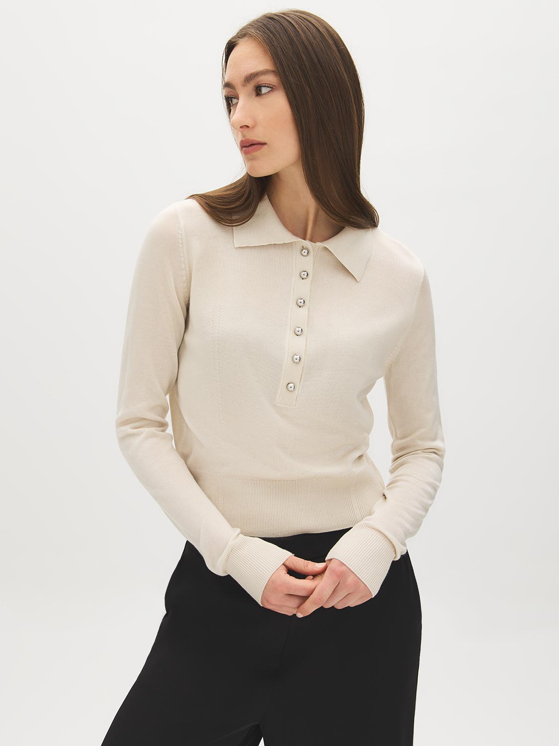 Pointelle Collared Sweater