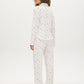 Snow White Hearts Print Two-Piece PJ Set - Woman Wearing Cozy Pajama Set - Suzy Shier
