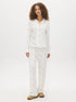 Snow White Hearts Print Two-Piece PJ Set - Woman Wearing Cozy Pajama Set - Suzy Shier