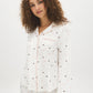 Snow White Hearts Print Two-Piece PJ Set - Woman Wearing Cozy Pajama Set - Suzy Shier