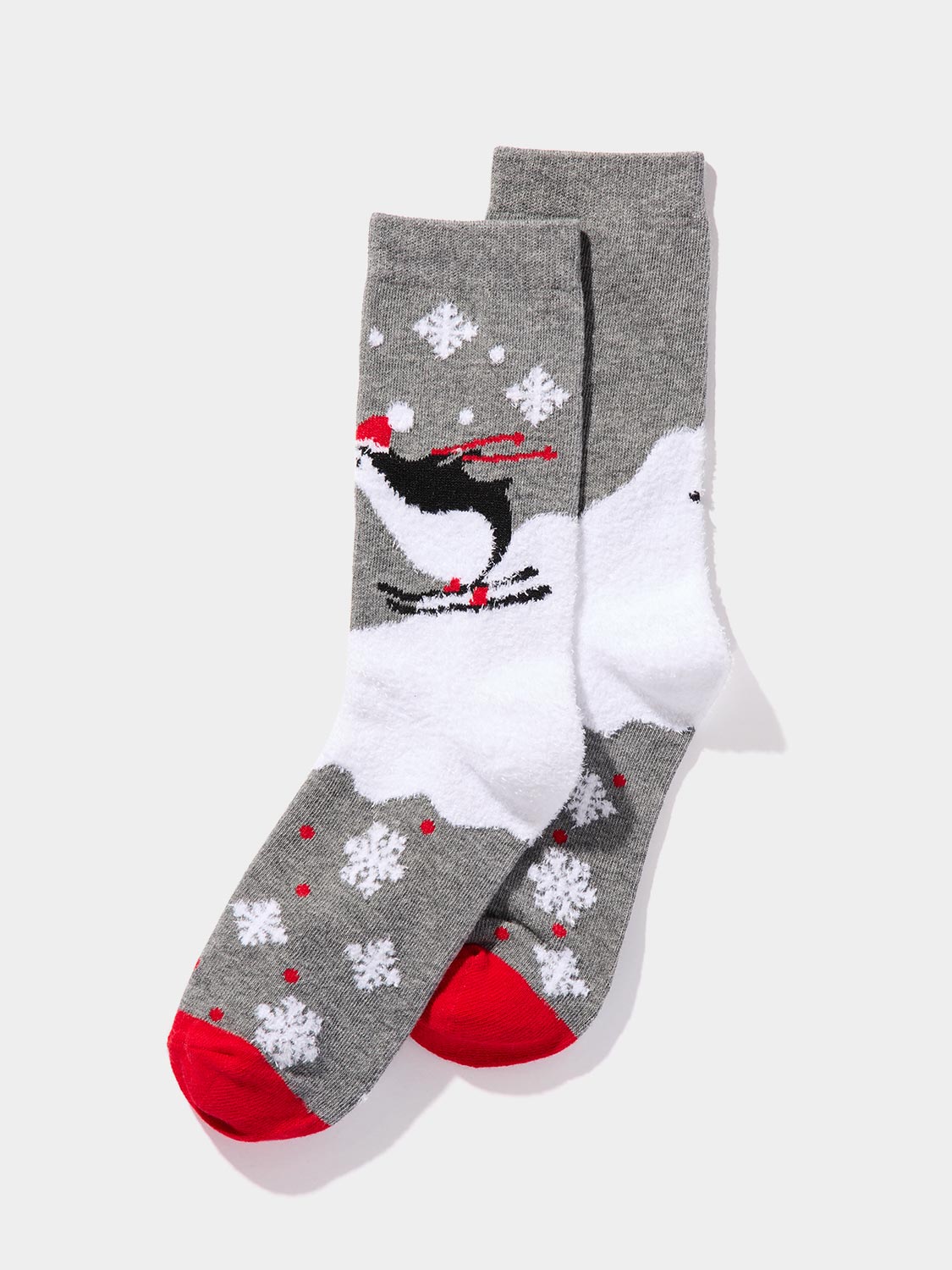 Chaussettes pelucheuses à imprimé de pingouins