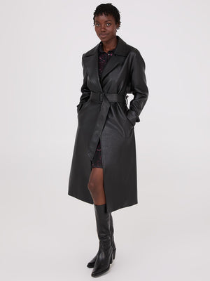 Trenchcoat long en faux cuir Black