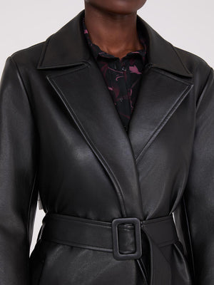 Trenchcoat long en faux cuir Black