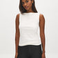 Winter White Rhinestone-Embellished Boat Neck Tank - Woman Wearing Sleeveless Knit Top - Suzy Shier