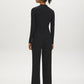 Jet Black Deep V-Neck Ribbed Knit Top - Back View - Suzy Shier