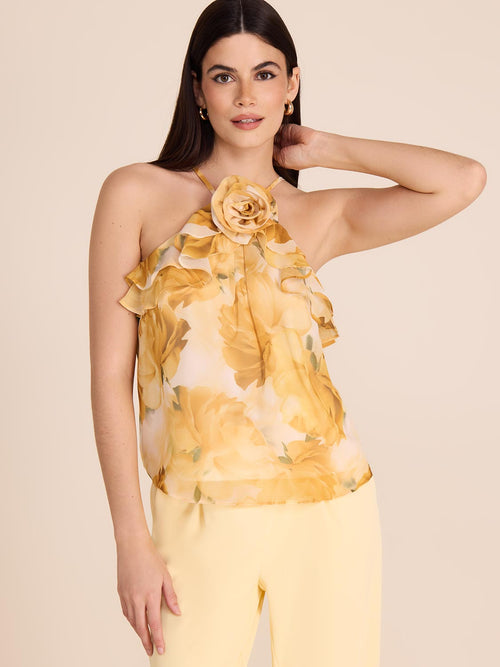 Printed Chiffon Halter Neck Blouse