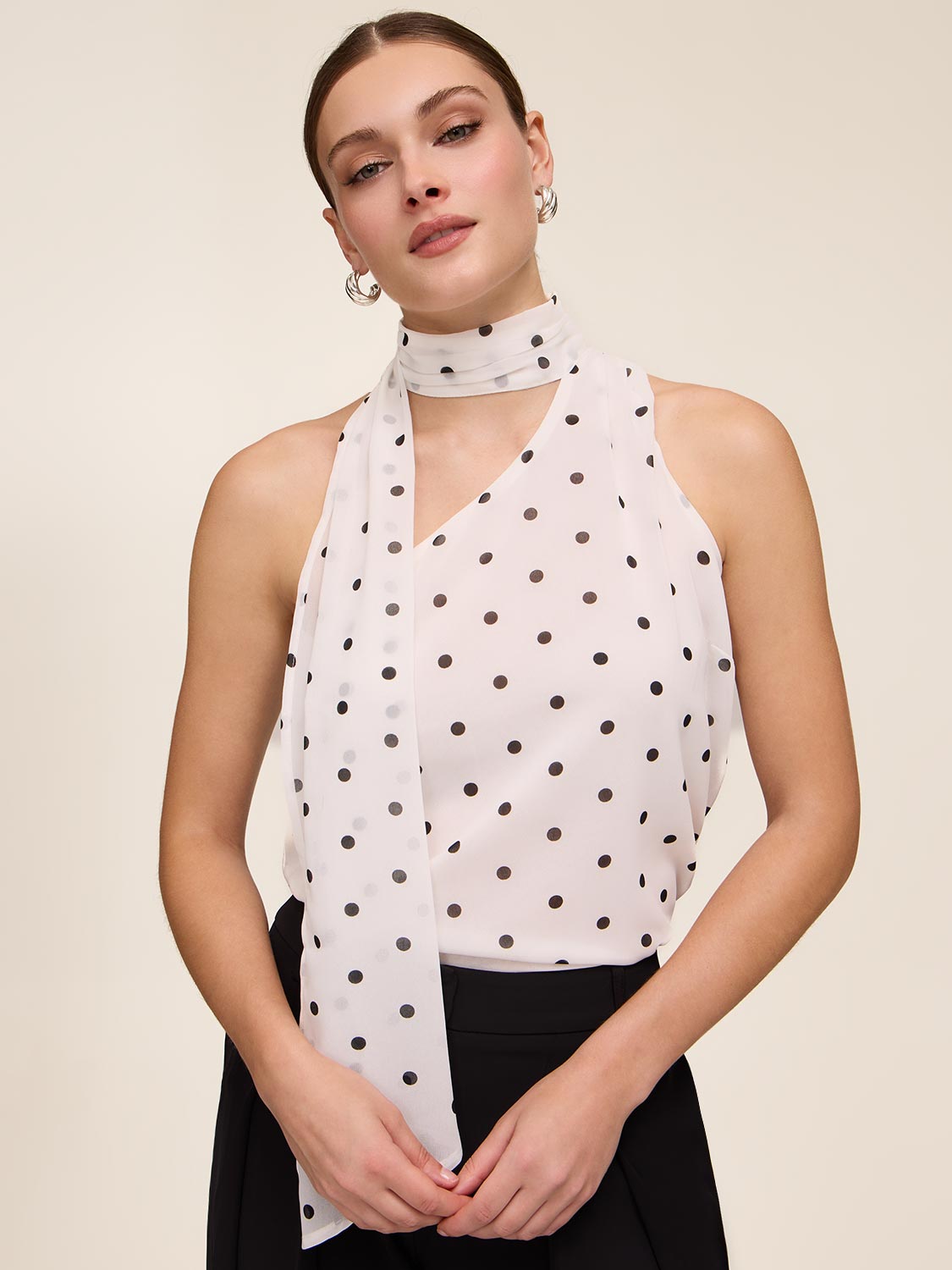 Polka-Dot Top With Scarf | Le Chateau – Suzy Shier