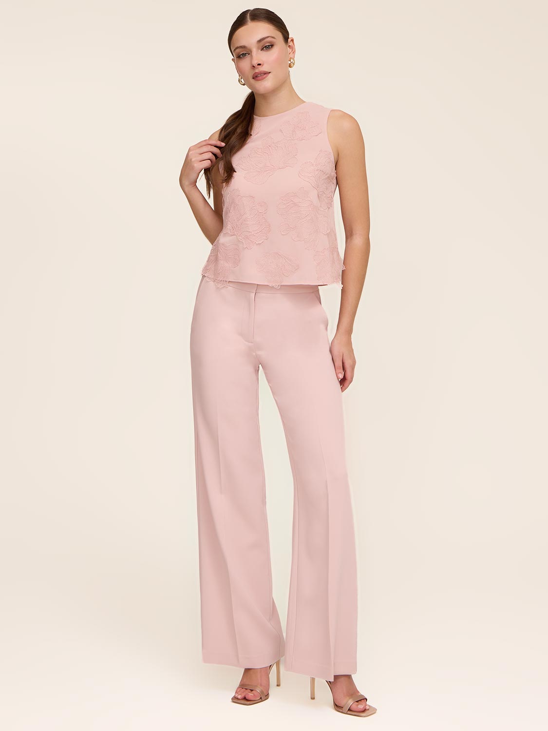 Sleeveless Top With Lace Floral Appliqués | Le Chateau – Suzy Shier