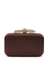 Brown/Gold Woven Satin Minaudière with Jeweled Bow - Elegant Evening Clutch - Le Chateau