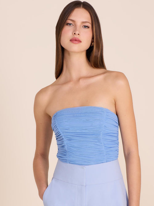 Shirred Mesh Tube Top