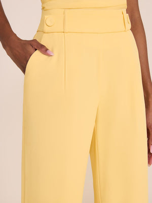 Pantalon plissé à jambes larges Yellow