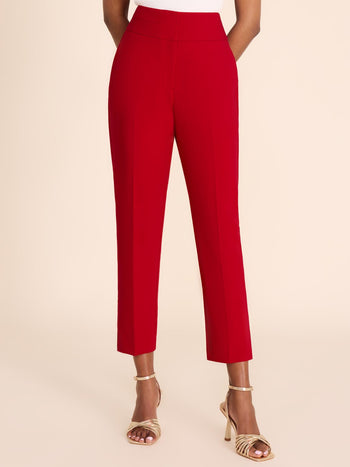 High-Waisted Slim-Leg Capri Pant Scarlet