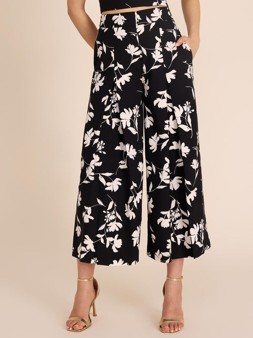 High-Rise Wide-Leg Floral Culotte