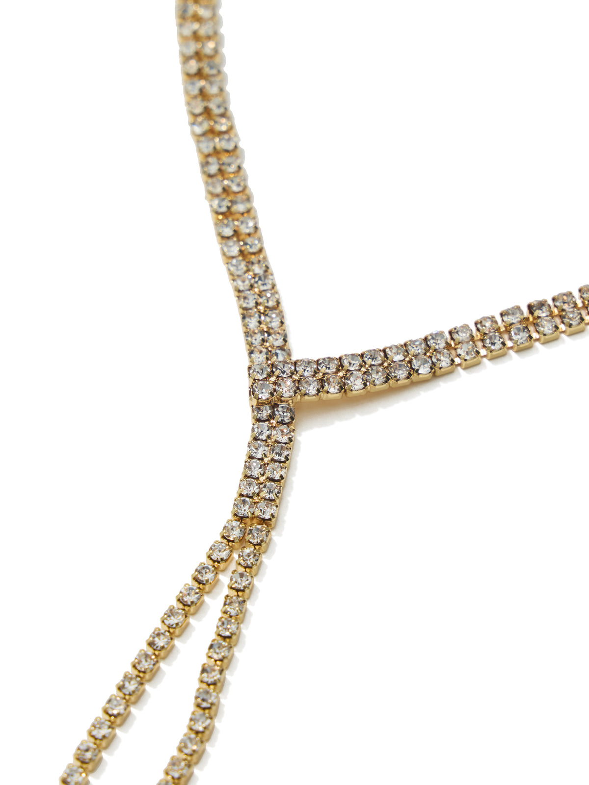 Silver Lariat Cupchain V-Detail Necklace - Close-up of V-Detail - Suzy Shier