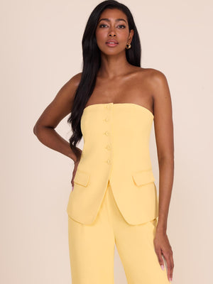 Veste bustier boutonnée sans bretelles Yellow