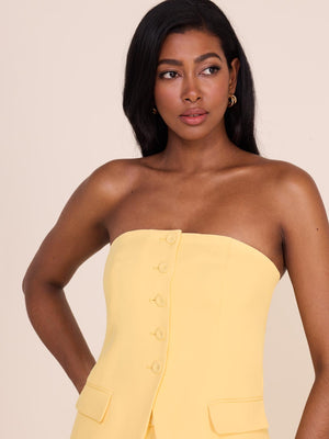 Veste bustier boutonnée sans bretelles Yellow
