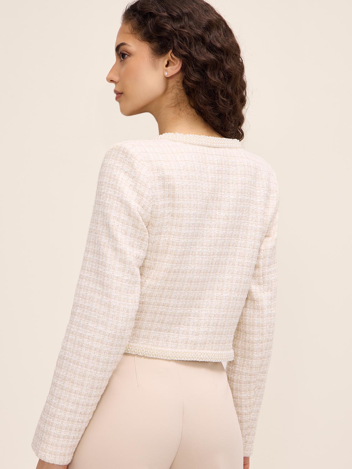 Metallic Bouclé Blazer - Pearl Trim | Le Chateau – Suzy Shier
