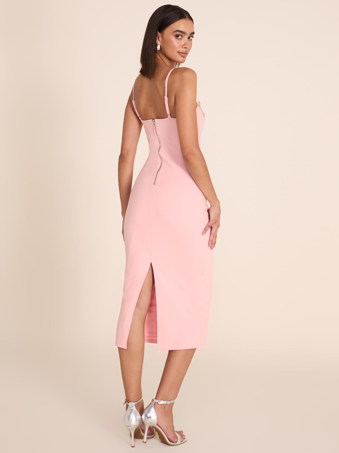 Pink Midi Sheath Dress - Rhinestone Bows | Le Chateau – Suzy