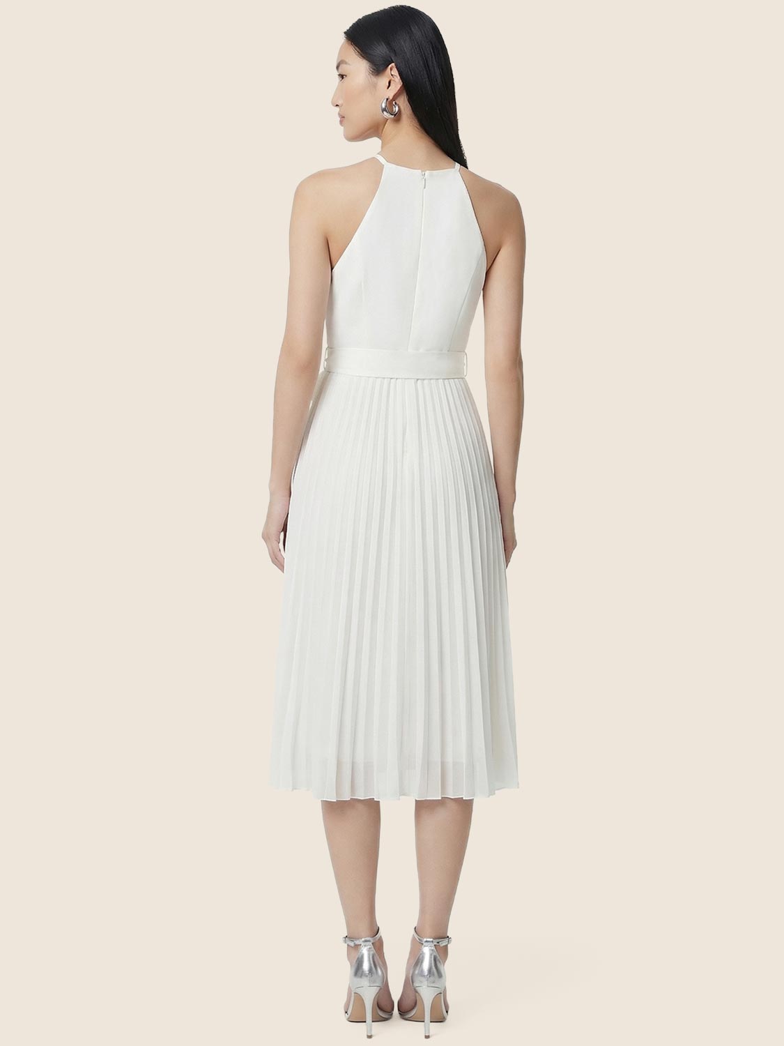 Fit & Flare Halter Neck Midi Dress - White | Le Chateau – Suzy Shier