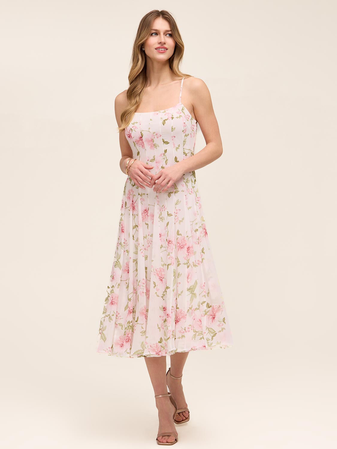 white christmas dresses Floral Cocktail Dress - Midi