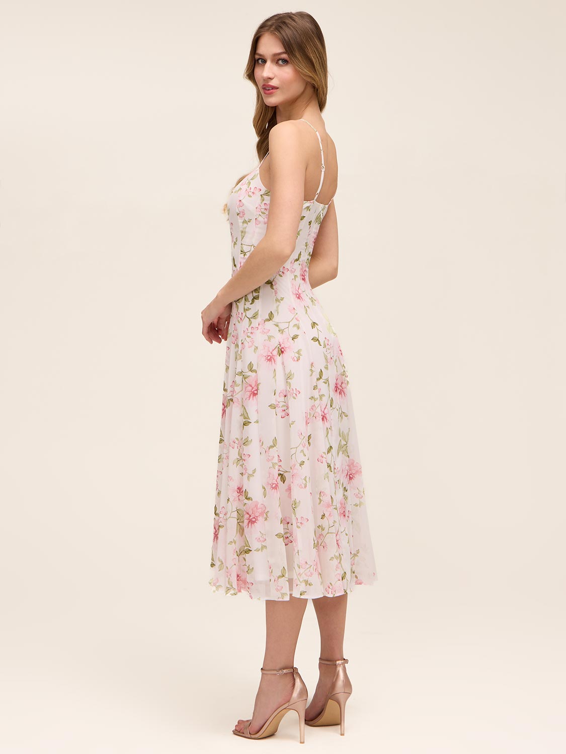 Floral Chiffon Midi Dress - Fit & Flare