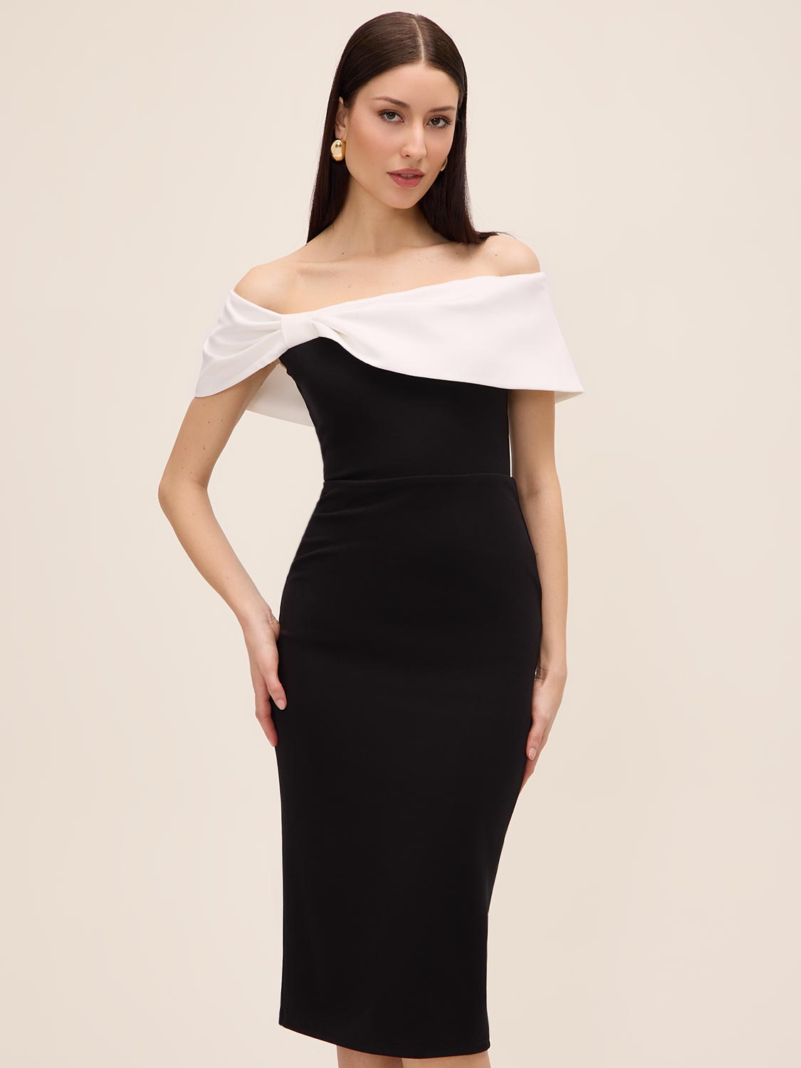 Midi Dress With Asymmetrical Neckline